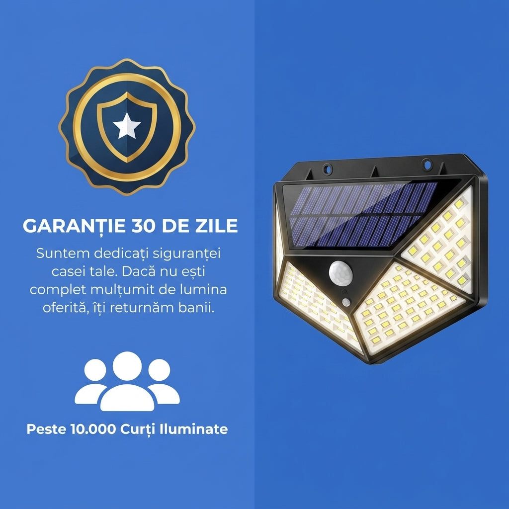 Lampa solara cu senzor de miscare, 100 LED-uri