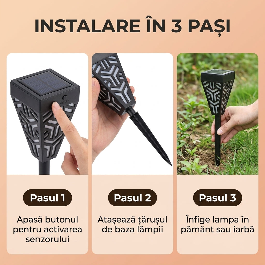 Lampa solara decorativa cu lumini calde