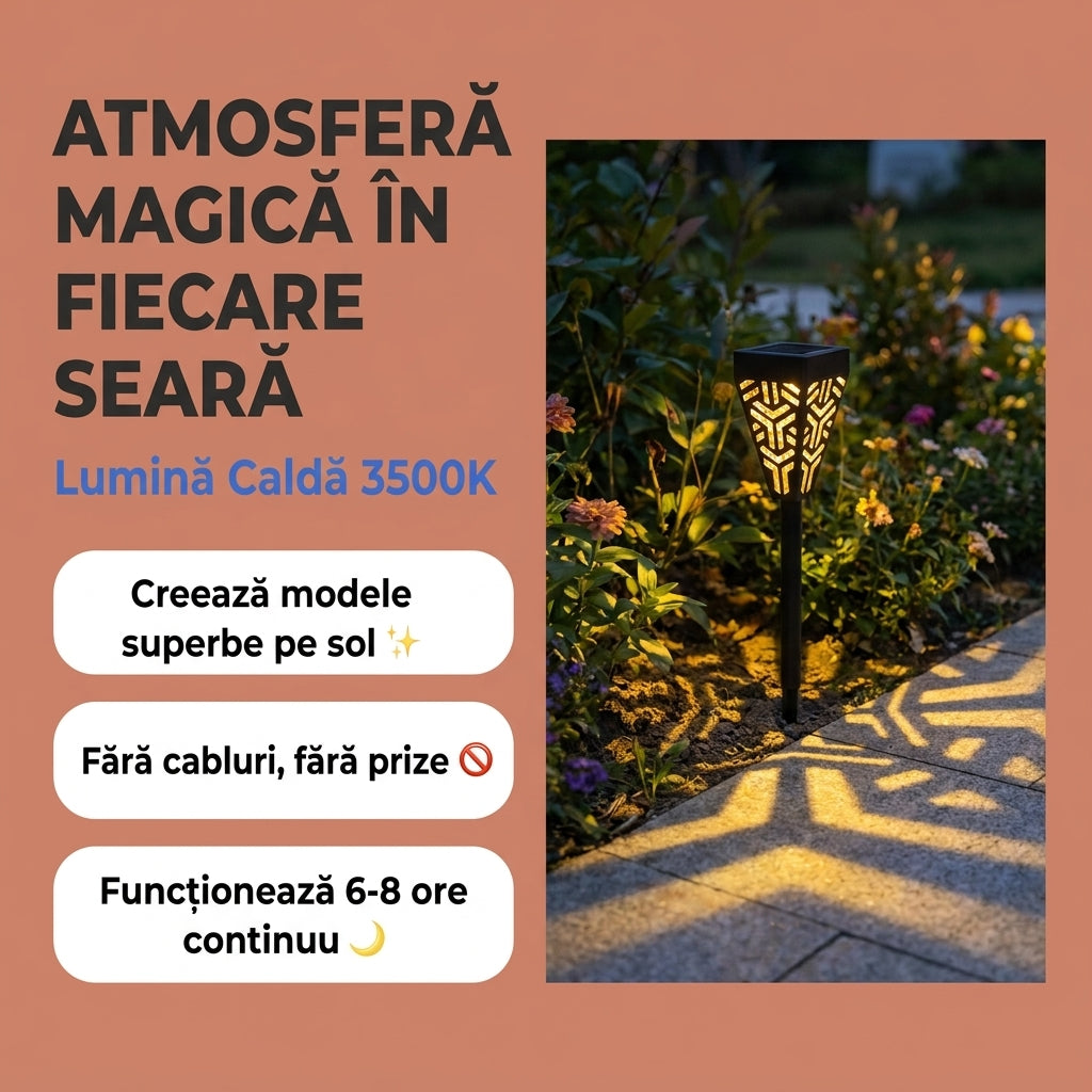 Lampa solara decorativa cu lumini calde