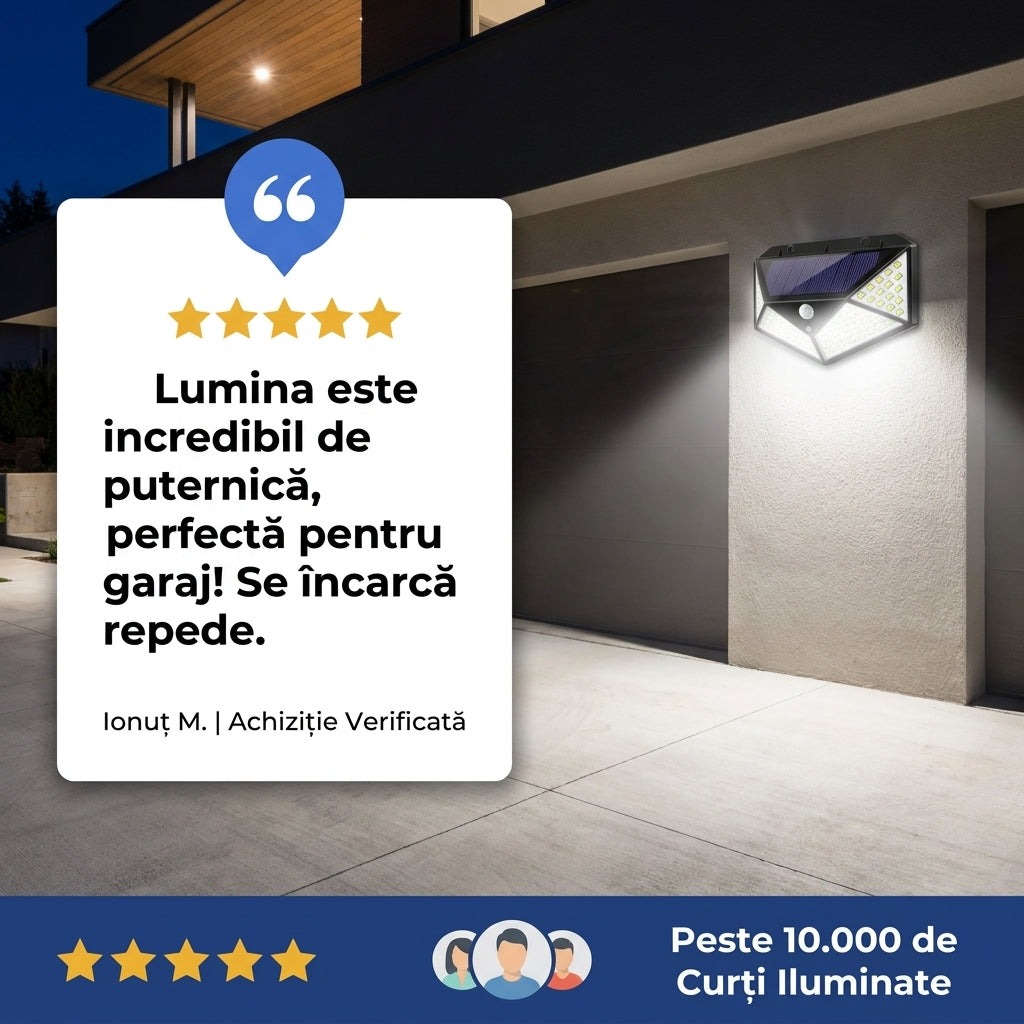 Lampa solara cu senzor de miscare, 100 LED-uri
