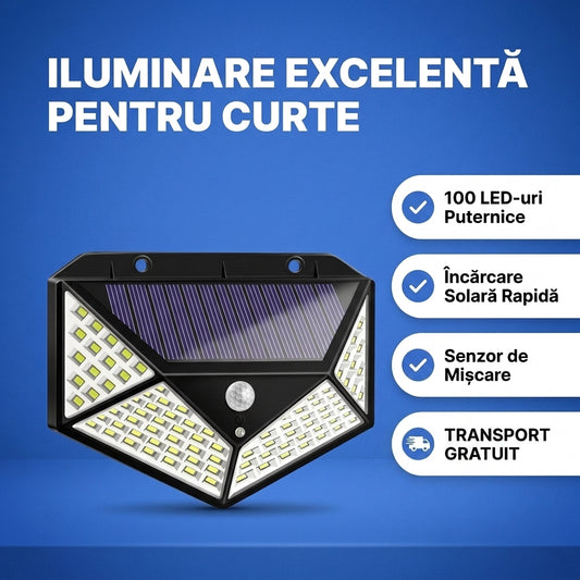 Lampa solara cu senzor de miscare, 100 LED-uri
