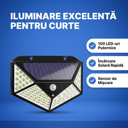 Lampa solara cu senzor de miscare, 100 LED-uri