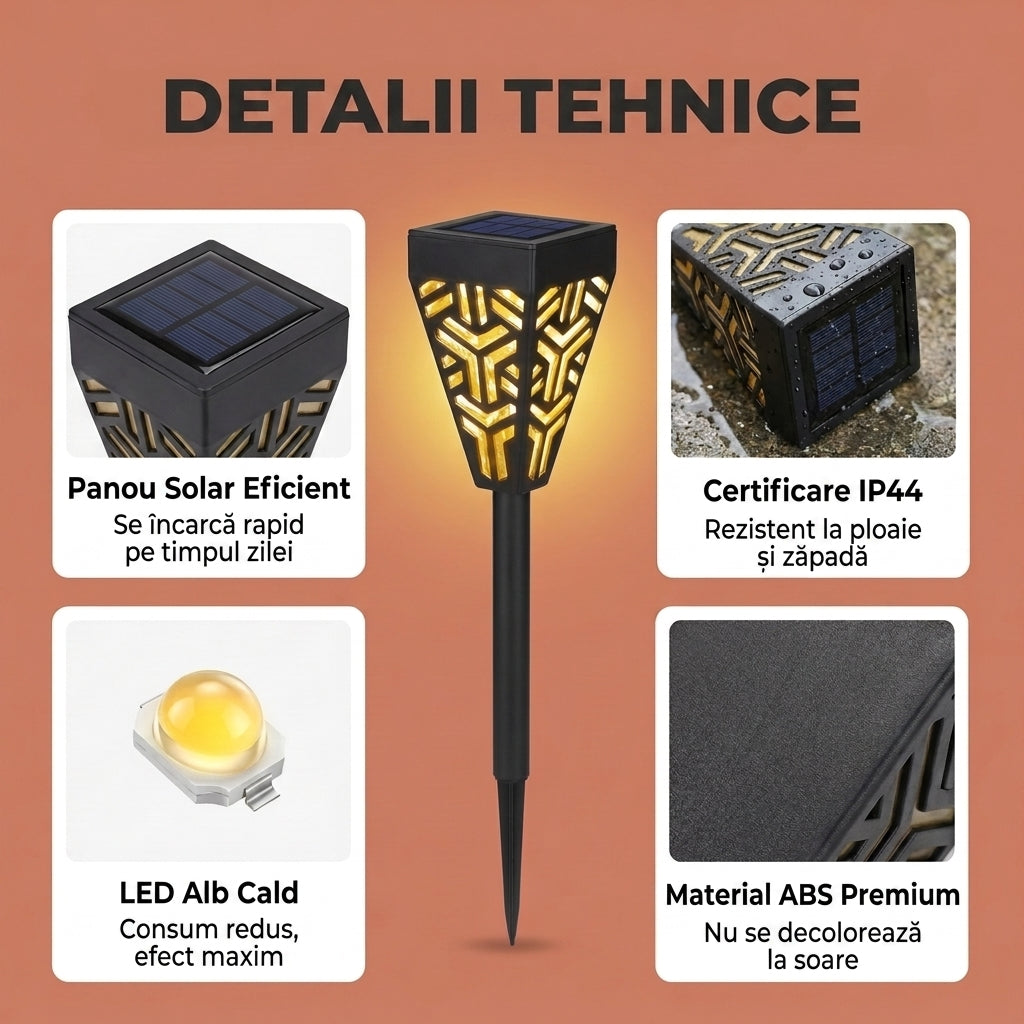Lampa solara decorativa cu lumini calde
