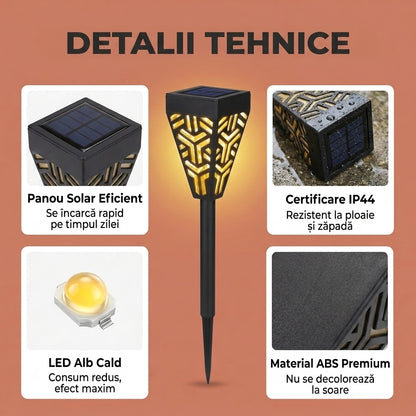 Lampa solara decorativa cu lumini calde